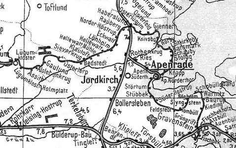 Et kort fra 1902, der viser Æ Kleinbahns forløb